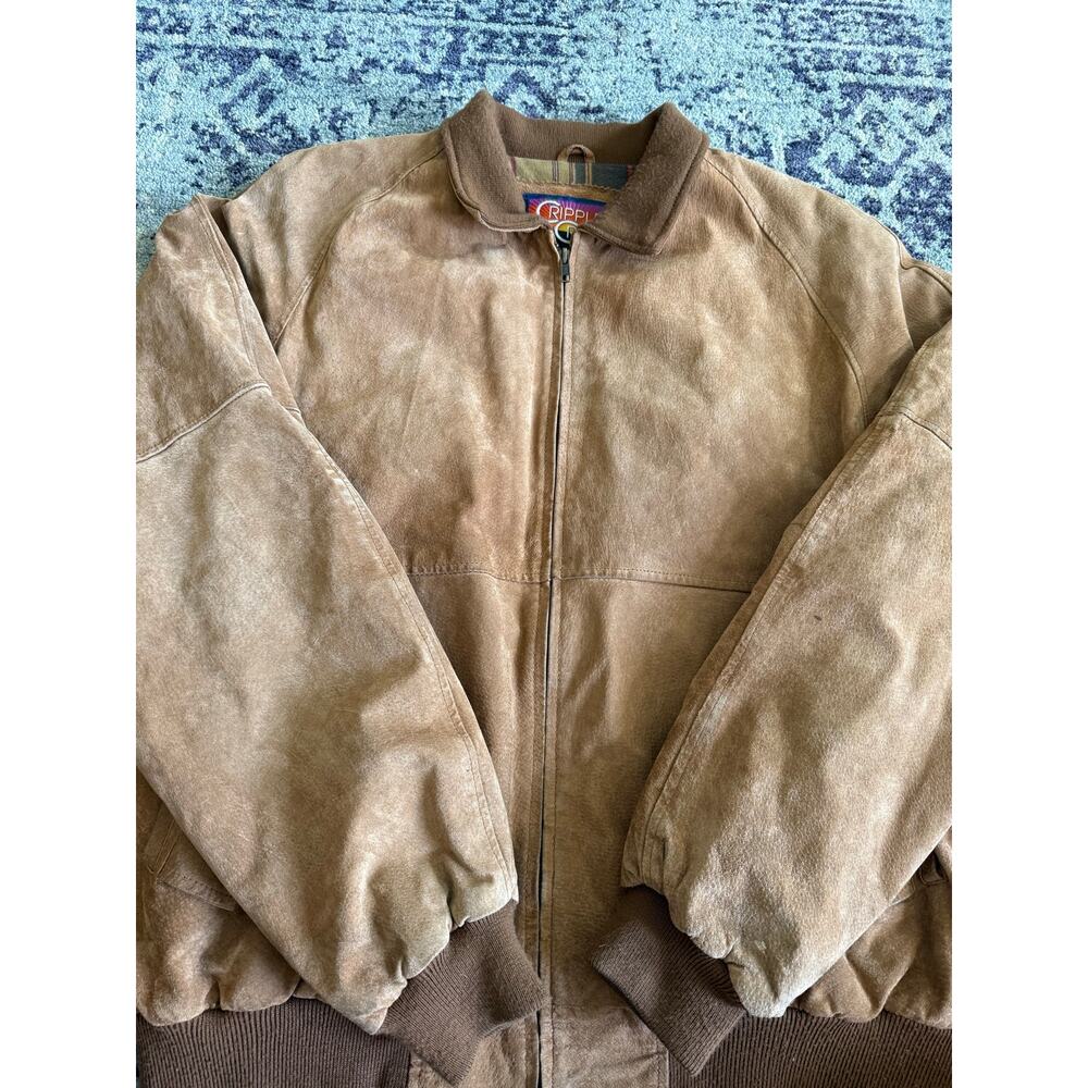 Cripple Creek Leather Western Chore Style Bomber Jacket Quilted Inside HEAVY - Picture 2 of 7